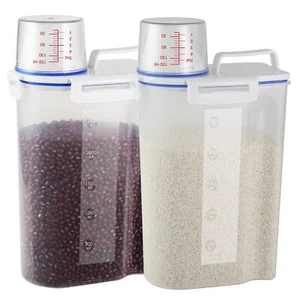 2 sets 5.5 LB Rice Storage Bin Cereal Containers Dispenser with BPA Free Plas... - Picture 1 of 7