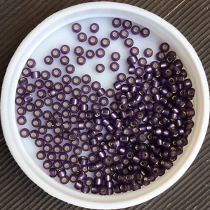 8/0 MIYUKI Japanese Seed Beads, Matt Silver-lined Amethyst (924F), 10g - Picture 1 of 1