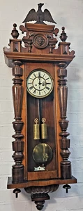 Walnut Twin Weight Vienna Wall Clock - Picture 1 of 20