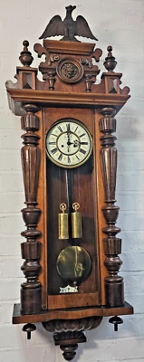 Walnut Twin Weight Vienna Wall Clock - Image 1 of 4