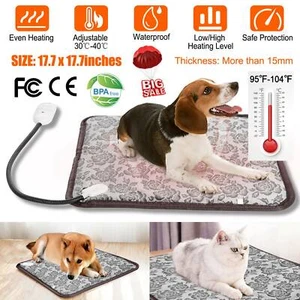 Pet Heating Pad Dog Cat Electric Heat Mat Waterproof Adjustable Warming Blanket - Picture 1 of 11