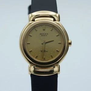 Rolex Cellini Women's Watch 6621 Quartz 26MM Vintage 18K 750 Gold Nice State Pap - Picture 1 of 12