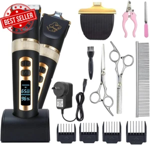 Professional Dog Grooming Kit, 3 Speed Rechargeable Cordless Dog Clippers with L - Picture 1 of 12