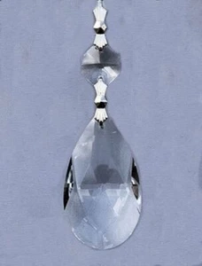 LOT OF 100... 2 1/2" CRYSTAL GLASS TEAR DROP FACET PRISMS W/SILVER OR GOLD PINS - Picture 1 of 4