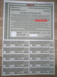 PIRELLI SpA Inhaber-Optionsschein von 1988, 79er Nonvaleurs - Bild 1 von 1