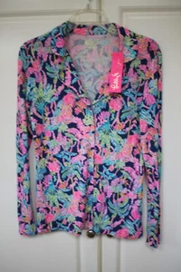 Lilly Pulitzer Pajama Top Rayon Stretch Shirt Seen Herd "Oyster Bay" Navy S - Picture 1 of 7
