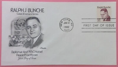 Scott 1860 FDC Ralph Bunche Great Americans Series Nobel Peace Prize Artmaster - Image 1 of 3