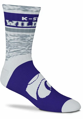 Kansas State Wildcats K-State NCAA FBF Double Deuce Gray Knit Crew Socks *Large Cover