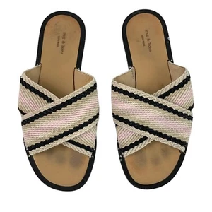 🟣🟣🟣 RAG & BONE Women's Size 5 US 36EU Striped Open Toe Flat Slip On Sandals - Picture 1 of 5