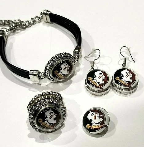 FSU Florida State Seminoles Snap Jewelry Various styles  Ring, Earrings Bracelet Cover