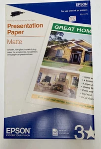 Epson Presentation Paper MATTE, 100 Sheets 11 x 17, Works With All Ink Jets - Picture 1 of 4