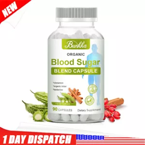 Blood Sugar Supplement with Cinnamon Berberine Organic Bitter Capsules 90 Pills - Picture 1 of 8