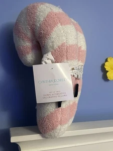 Set Of 2 Candy Cane Pillows Cynthia Rowley Christmas Pink & White NWT But Read - Picture 1 of 5