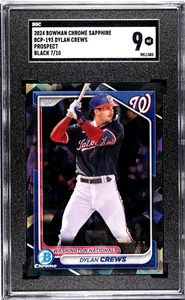 Bowman 2024 cromo zafiro Dylan Crews #BCP-193 Prospect negro SGC 9 - Imagen 1 de 2