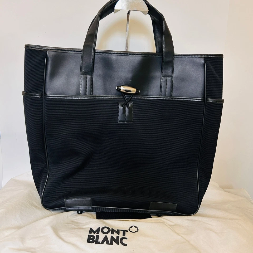 Montblanc business tote bag uomo nera pelle tessuto tecnico originale document Foto 1 de 4
