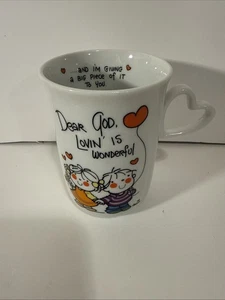 Dear God Vintage 1983 Lovin Is Wonderful Keramik Kaffeebecher Herzform Henkel - Bild 1 von 4