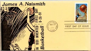FDC 1991 SC #2560 Basketball Cachet - Springfield, MA - Single - J17469 - Picture 1 of 2