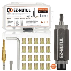 Rivet Nut Installation Tool Set Flat Head Rivnut Threaded Insert Nut Kit SAE ... - Picture 1 of 6
