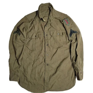 Camisa militar vintage de lana verde oliva con parches de primera infantería del ejército - Imagen 1 de 9