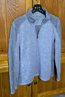 Bass Outdoor Mixed-Media Pullover Womans Top Mock Neck Quarter Zipper Size L - Image 1 of 4