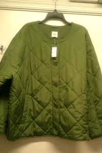 GAP Quilted Jacket Wmn. XXL Cactus Green, 5 Button Close, 2 Pkts, Lined Adj. Slv - Picture 1 of 7