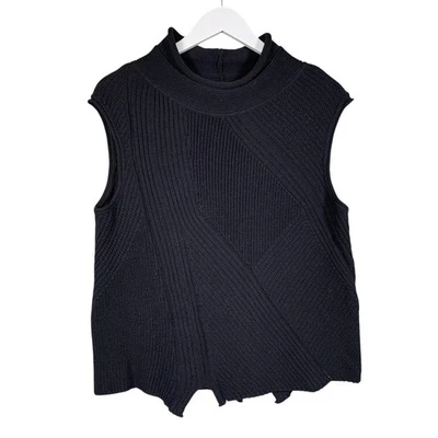 OSKA Knitted Sweater Vest Tank Top Size 1 UK10 Black Virgin Wool Arty Lagenlook - Image 1 of 4