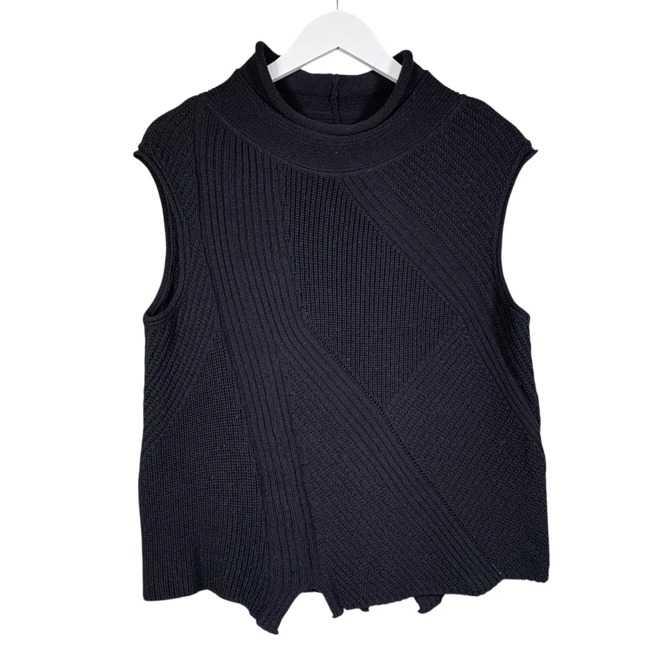 OSKA Knitted Sweater Vest Tank Top Size 1 UK10 Black Virgin Wool Arty Lagenlook - Image 1 of 4