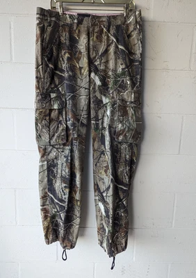 Realtree Leaf Camo Women's Hunting Cargo Pants Size Large (14-16) Drawstring Hem - Image 1 of 4