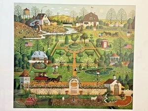 Charles Wysocki UNCLE JACK'S TOPIARY TENDENCIES Neu MASSANFERTIGUNG GERAHMT Kunst Gartenarbeit - Bild 1 von 7