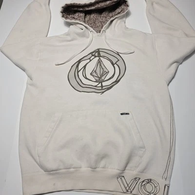 Vintage Volcom Sweatshirt Hoodie Men’s Medium Pullover Off White Biege Logo Y2K - Image 1 of 4