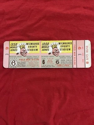 1958 Topps Baseball Full World Series Ticket Mickey Mantle/Hank Aaron HOF VG 🔥 - Image 1 of 4