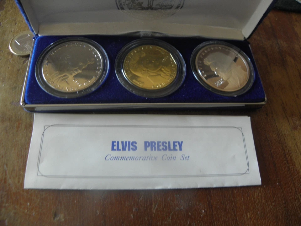 50$ argent troy ounce .999 10 $ laiton 5 $ cupronickel1993 Île Marshall Elvis Pr - Photo 1/4