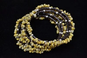 GREEN MANGO SHELL BEAD CHARM MEMORY WIRE BRACELET #B-17 - Picture 1 of 1