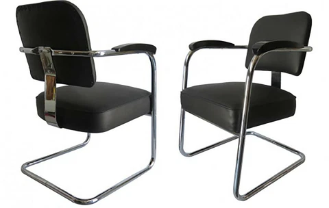 Pair Art Deco Vintage McKay Designer Bevelacqua Modernist Armchairs Cover