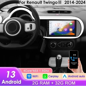 per Renault Twingo III 2014-2024 9'Android 14 Radio Navi Carplay SWC WIFI 2+32G - Foto 1 di 19
