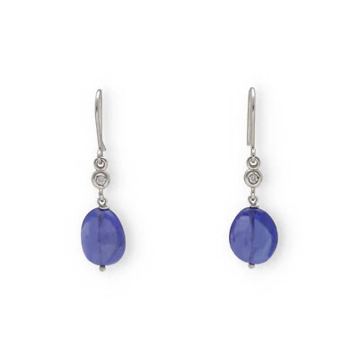 Pendientes Tanzanita y Diamantes Oro Blanco 18k Complementos de Mujer - Imagen 1 de 4