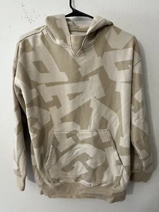 Gap Teen Pocket Hoodie Size 14-16 Beige Brown Tan All Over Logo - Picture 1 of 5