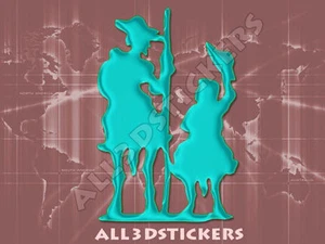 Adesivo Resinato 3D Don Chisciotte e Sancio Panza - Colore Turchese 110x70 mm. - Picture 1 of 1