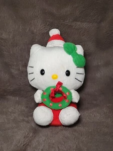 Hello kitty Ty Beanies 6in Christmas theme holding wreath - Picture 1 of 2
