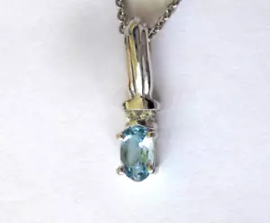 Santa Maria Aquamarin & weißer Zirkon Anhänger mit Kette / 925 Sterling Silber - Bild 1 von 4