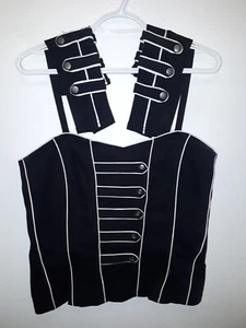 Vintage Tripp NYC Black/White Band Corset Top XL with Fingerless Gloves - Picture 1 of 9