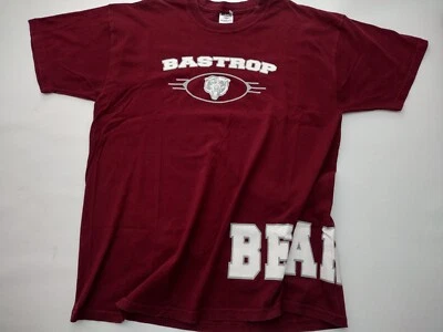BASTROP BEARS Tee Red Crimson Burgandy XL 100 % Cotton! - Image 1 of 4