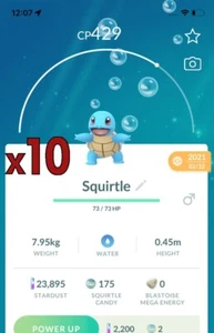 10x Squirtle Pokemon Konvolut!! Gute Chance auf Glück und gute IVs!! Go - Bild 1 von 1