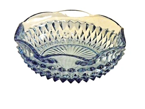 Vintage Indiana Glass Blue Carnival Starburst Diamond Point Ruffled Edge Bowl A+ - Picture 1 of 3