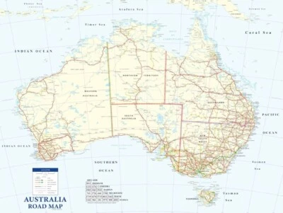 New Updated Laminated Australia Road map with details Giant (120 x 90cm) poster - Image 1 of 4