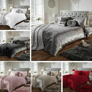 Luxury Crushed Velvet Duvet Cover Quilt Soft Cosy Bedding Set & Pillowcases All  - Picture 1 of 7