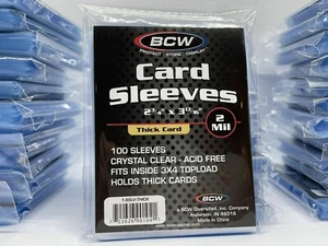 Mangas de tarjetas BCW Penny 1 paquete de 100 para tarjetas de tamaño grueso - Imagen 1 de 1