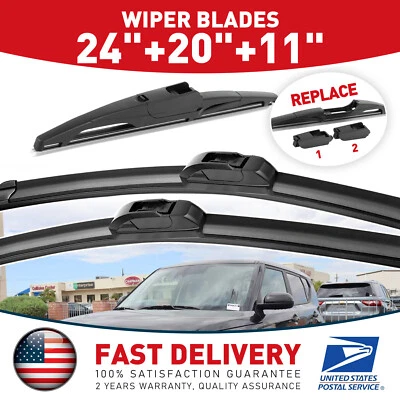 FRONT&REAR Windshield Wiper Blade For Kia Soul 2010-2022 Set of 24''/20''/11 - Image 1 of 4