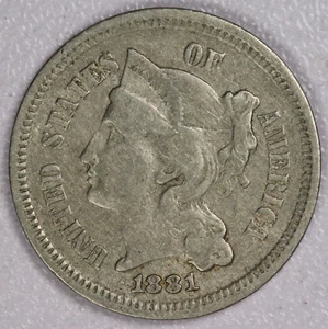 1881 Three Cent Nickel-VF - Picture 1 of 2