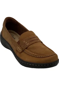 Clarks Collection Leather Slip-On Loafers Cora Ashly Tan - Picture 1 of 3